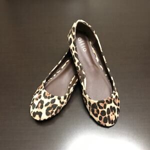 Ollio Ballet Shoe Comfort Faux Suede Flat Leopard